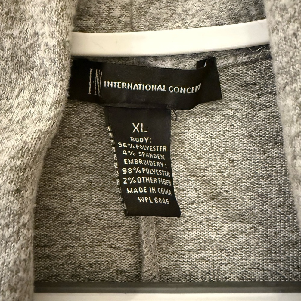 International Concepts Embroidered Floral Cardigan XL Gray Open Front - Picture 3 of 9